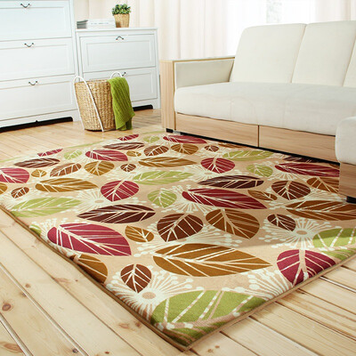 

Jingdong supermarket rich home FOOJO coral cashmere living room coffee table bedroom carpet 120 160cm colorful feather leaf