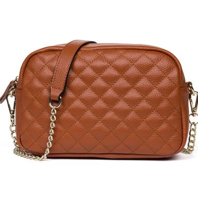 

HMILY Genuine Leather Women Messenger Bag Plaid ladies Crossbody Bag Chain Trendy Cowskin Small Shopping Daily Shoulder Bag