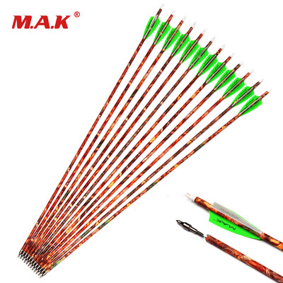 

MAK 12 pcs Carbon Arrows 30 Inches OD 78mm 2 Green 1 White feathers Spine 500 Replaceable Arrowhead for Recurve Bow Hunting