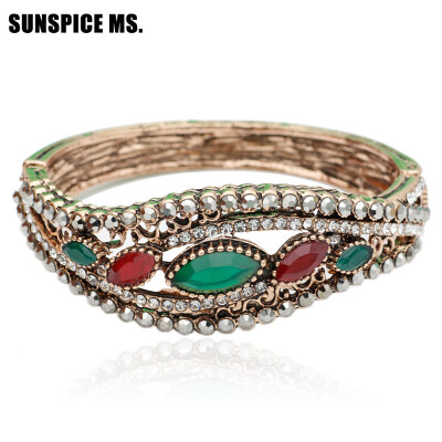 

Элегантный браслет браслет ювелирные изделия Турецкий Vintage Rhinestone Bangle Cuff Women Antique Gold Цвет Мода Этнические сваде