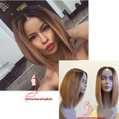 

ombre honey blonde bob human hair wig lace front wig ombre color two tone black to honey blonde 1b 27 bob wig for women