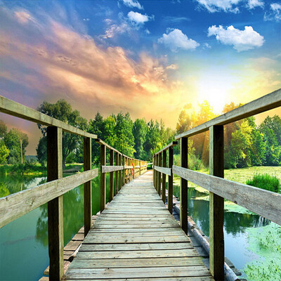 

Custom Photo Mural Wallpaper Wooden Bridge Corridor 3D Stereoscopic Natural Landscape Large Wall Painting Wallpaper Home Decor