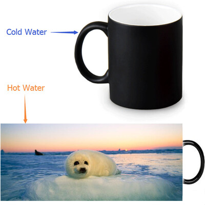 

Harp Seal 350ml / 12oz Heat Reveal Mug Color Change Чашка кофе Чувствительные морфинг-кружки Волшебная чашка для чайных чашек
