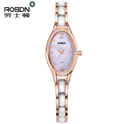 

ROSDN Brand Women Rose Gold Watch Роскошные хрустальные сапфировые женские керамические браслеты из кварцевого стекла Водонепрониц