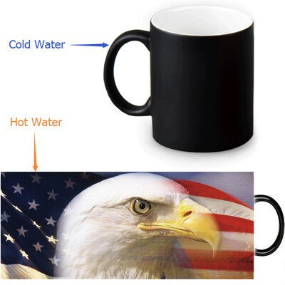 

US Flag And Bald Eagle 350ml/12oz Heat Reveal Mug Color Change Coffee Cup Sensitive Morphing Mugs Magic Mug Milk Tea Cups