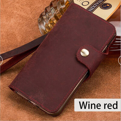 

Luxury Genuine Leather flip Case For Samsung S6 Edge S8 Plus Note 8 retro crazy horse leather phone cover
