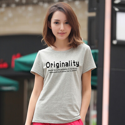 

Antarctic Nanjiren T-shirt female 2018 summer casual wild short-sleeved t-shirt Slim thin shirt female letter printing light gray L