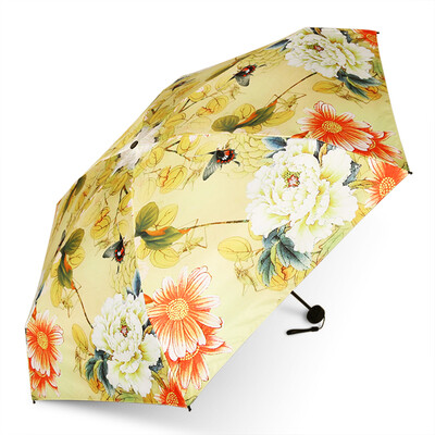 

Parkson umbrella light mini five fold umbrella black plastic sunscreen UV umbrella sunshade umbrella female dual-use 50012 spring warm flower