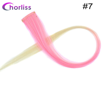 

Chorliss Clip In One Piece Hairpieces Ombre Synthetic Clip on Hair Extensions Colored Long Straight Fake Hair for Women Children