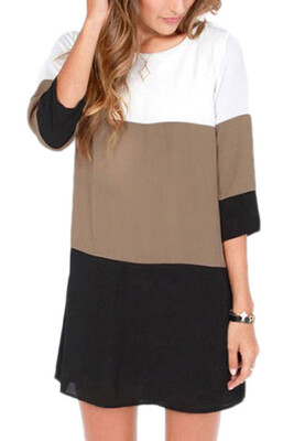 

Lovaru ™летом стиль +2015 Новая мода Vestidos Лоскутное Цвет Половина рукава Summer Work Wear Девушкой Повседневные платья