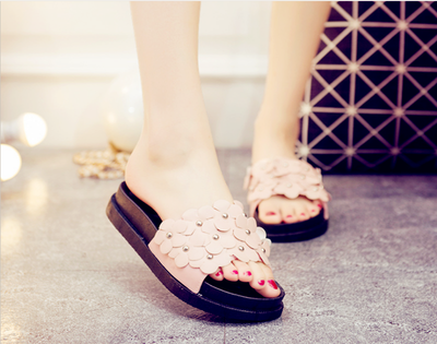 

Simi Xu summer mixed color candy shoes rivets female sandals exposed toe mule slippers home black&white punk style jelly plast