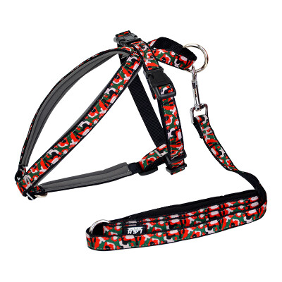 

H Lohas Strap Set Collar Saddle Dog Chest Strap Traction Rope Pet Dog Strap Hyena Rope - Medium Dog Applicable Retro Ethnic Series Camouflage Red