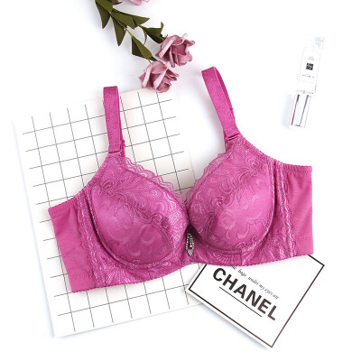 

Xia Weifang bra sexy lace gathered adjustable underwear big chest small cotton cup bra 8746 pink B80