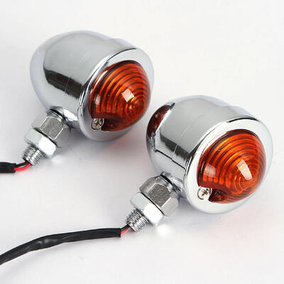 

2PCS Motorcycle Universal Bullet Turn Signals Bulbs High quality steel with chrome finish Amber Lens Front Rear Lights For Harley