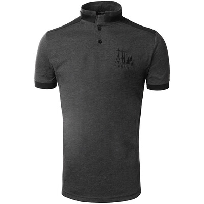 

Mens Casual Short Sleeve Stand Collar T Shirt