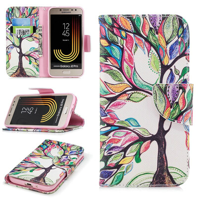 

BEFOSPEY Painting PU LeatherSoft TPU Card Slot Stand Wallet Case For Samsung Galaxy J2 Pro2018 J2201850"
