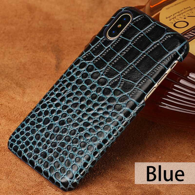 

LANGSIDI Genuine Leather Phone Case For iPhone X Case Crocodile Texture Back Cover