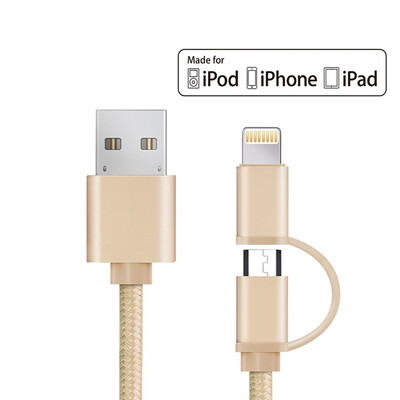 

мфо "2in1" мобильный телефон, зарядное устройство кабель для iPhone 5 6 7 USB для Samsung Huawei xiaomi микро - USB нейлоновые убр
