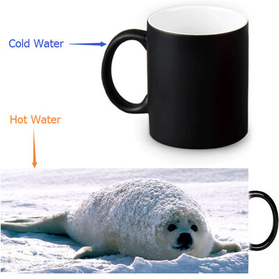 

Harp Seal 350ml / 12oz Heat Reveal Mug Color Change Чашка кофе Чувствительные морфинг-кружки Волшебная чашка для чайных чашек