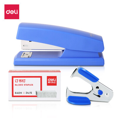 

Deli deli 12 office stapler 3 piece set stapler staple nail remover blue 0354