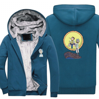 

2018 New USA SIZE Men Winter Autumn Hoodies RICK PEACE AMONG WORLDS pattern Fleece Coat Baseball Uniform Sportswear Jacket wool