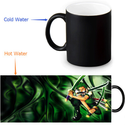 

One Piece Zoro 350ml / 12oz Heat Reveal Mug Color Change Чашка кофе Чувствительные морфинговые кружки Волшебная чашка для чайных чашек