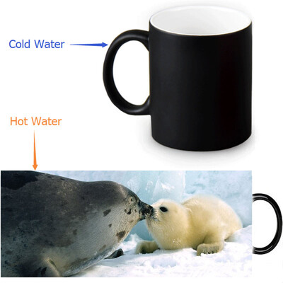 

Harp Seal 350ml / 12oz Heat Reveal Mug Color Change Чашка кофе Чувствительные морфинг-кружки Волшебная чашка для чайных чашек