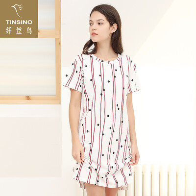 

Filament bird TINSINO ladies home service female nightdress female cotton cute girl thin section can wear outside home service female WHY9049030 white