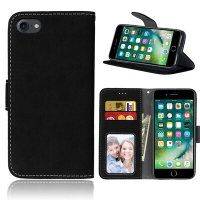 

Matte Leather Case For Apple iPhone 7 iPhone 8 Retro Phone case cover for iphone7 iPhone8 47" retro stand case