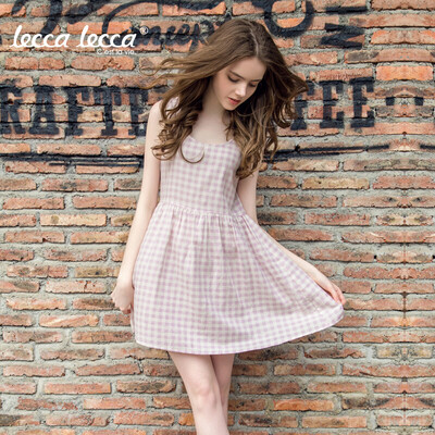

Lecca lecca Lakrica nightdress female spring&autumn cotton pajamas sleeveless sling cute large size home service LC1401-M091 pink purple L