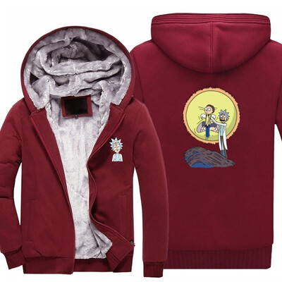 

2018 New USA SIZE Men Winter Autumn Hoodies RICK PEACE AMONG WORLDS pattern Fleece Coat Baseball Uniform Sportswear Jacket wool
