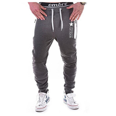 

New mens sports pants fashion printed cotton trousers running fitness casual pants