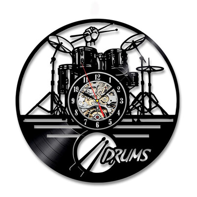 

Классический 3D-гитарный барабан Музыкальная тема Виниловая пластинка Настенные часы Стены искусства Творческая личность Подарки 3 Стиль