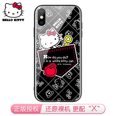 

Hello Kitty Apple iPhoneX Mobile Shell Apple 10 Стеклянный мультфильм All-inclusive Soft Edge Drop Protection Pocket Katie