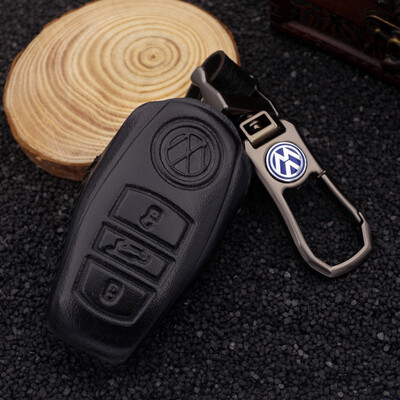 

Che Dapin Volkswagen Touareg Key Bag Import New Car Special Key Cover Leather Key Shell Buckle Dedicated to Volkswagen Touareg 4D Black