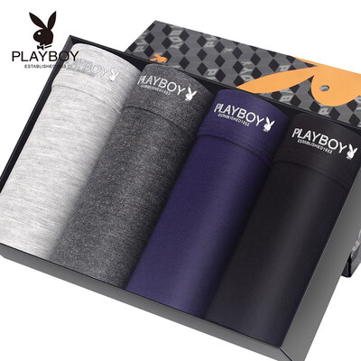

Playboy Panties Mens Boxer Mens Underwear Ice Silk Sexy Breathable u Convex Waist Elastic Mens Corner Shorts Head 4 Pack 5596b Multicolor
