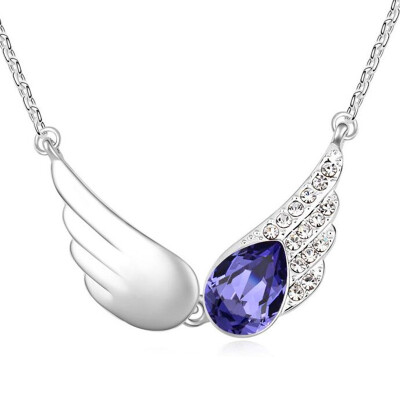 

High Quality Vintage Wings Necklaces Pendants Crystal from Austria Women Joyas White Gold Plated Valentines Day Gift 1