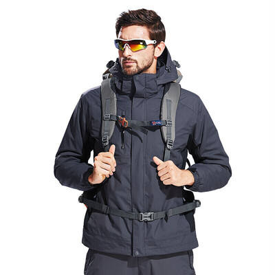 

Camel brand outdoor jacket two-piece three-in-one jacket waterproof warm P7W270706 ink gray black XL male
