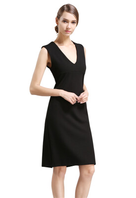 

Womens V-neck Sleeveless Piped Ponte Shift Dress