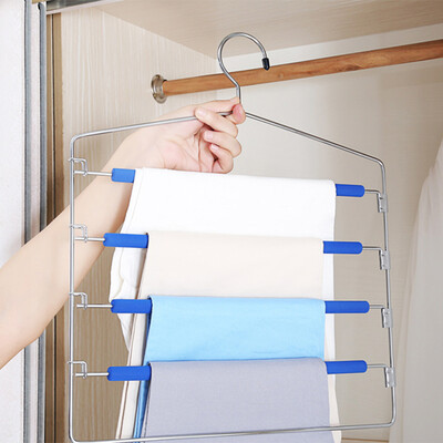 

ETCONY hanger sponge multi-layer drying rack multi-function four-layer wardrobe storage rack clothes trousers no trace clothes hanging pants rack 1 only YTL-669