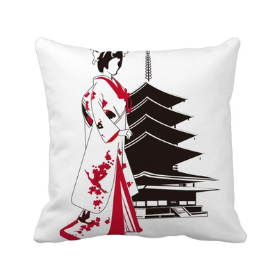 

Japan Japanese Style Kimono Girl Square Throw Pillow Insert Cushion Cover Home Sofa Decor Gift