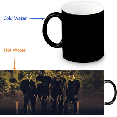 

Tokio Hotel 350ml / 12oz Heat Reveal Mug Color Change Чашка кофе Чувствительные морфинговые кружки Волшебная чашка для чайных чашек