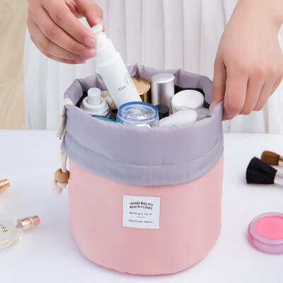 

SHOUYOU Travel Large Capacity Cosmetic Bag Travel Set Washing Bag Outdoor Waterproof Storage Bag Cylinder Washing Bag JD-SN-03 Macaron Pink