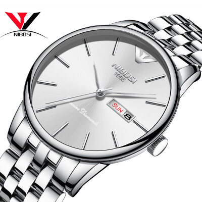 

Saat NIBOSI Business Ultra Thin Mens Watches 2018 Top Brand Luxury Quartz Stainless Steel Watches Men Fashion Calendar Date Week