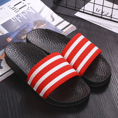 

Yuhuaze sandals&slippers spring&summer non-slip bathroom bath sandals soft bottom beach shoes men&women couples home outdoor striped shoes red  code