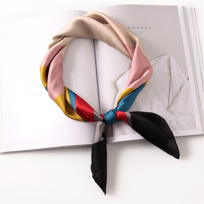 

Guttavalli Women Fashion Colorful Geometric Square Tie Small Chevron Summer Female Skinny Scarf Bohemia Stripes Satin Scarves