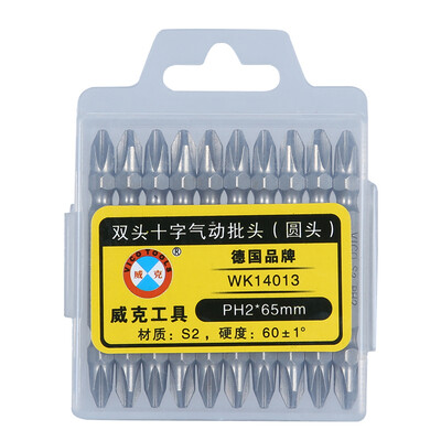

Wick Wico WK14013 double head cross word pneumatic screwdriver head set wind batch Tsui screwdriver head drill head 65mm wind batch mouth S2 with strong magnetic 10 sticks
