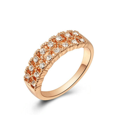 

Yoursfs® 18K Rose Gold Plated Double Line Crystal Ring Use Clear Austrian Crystal Bridal Ring