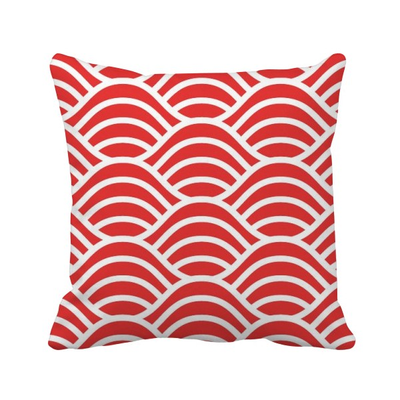 

Japan Red White Waves Art Square Throw Pillow Insert Cushion Cover Home Sofa Decor Gift