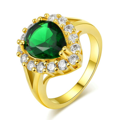 

Fashion Jewelry Ladies Engagement Ring Simple 18K Gold Plating Transparent Peach Crystal R494